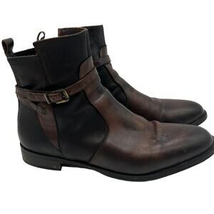 Stelle Monelle Italian Leather Ankle Boots 9 EU40 Brown Buckle Western Boho